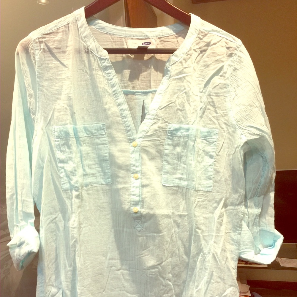 Crinkle gauze tunic. Sz L